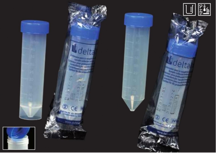 Tub conic 50 ml, gradat, cu dop din polipropilenă (PP)