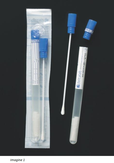 Tampoane sterile &icirc;n tub cu mediu de transport Amies lichid (Clasa II a)