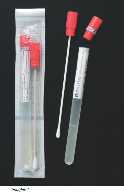 Tampoane sterile &icirc;n tub cu mediu de transport Cary Blair (Clasa II a)