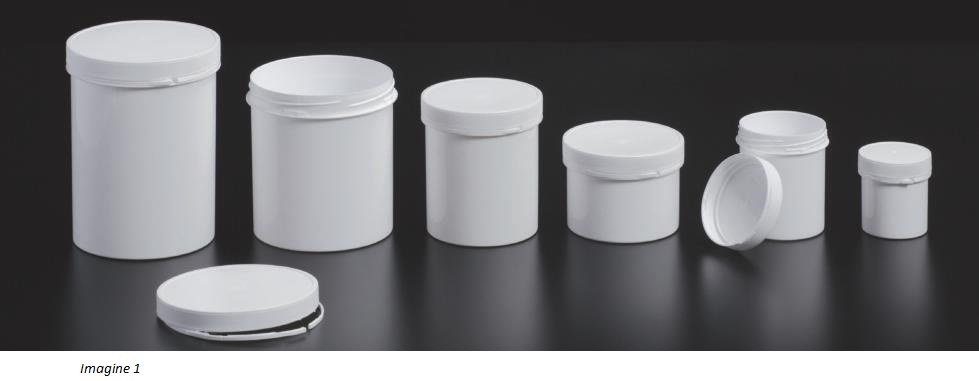 Flacoane cilindrice cu gat larg, cu capac cu inel de sigilare