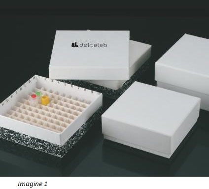 Cutie pentru depozitarea microtuburilor si criotuburilor cu capac