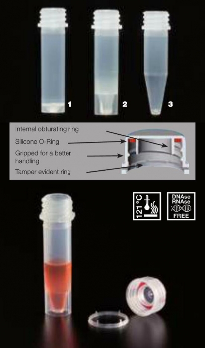 Microtuburi cu capace filetante cu sistem de siguranta